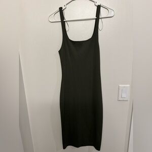 Olive green fitted pencil dress